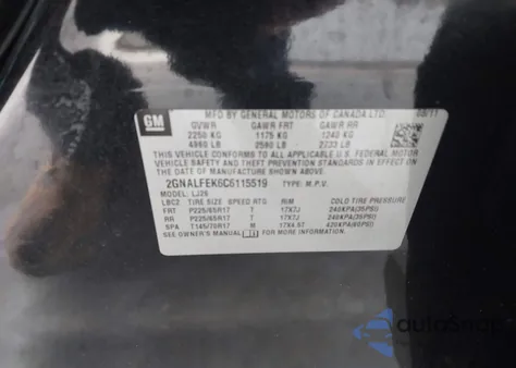 2012 Chevrolet Equinox Ltz from USA, damaged, VIN 2GNALFEK6C6115519